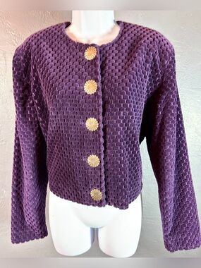 Vintage PAINTED PONY Popcorn-Knit Corduroy Cropped Jacket Size XL